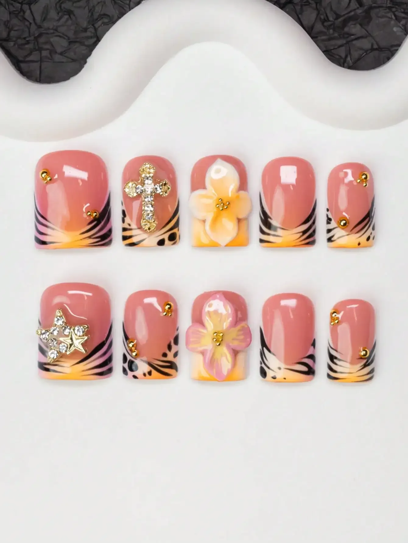10pcs/Set Handmade Square Nail - Nail Art Zebra Design review and price
