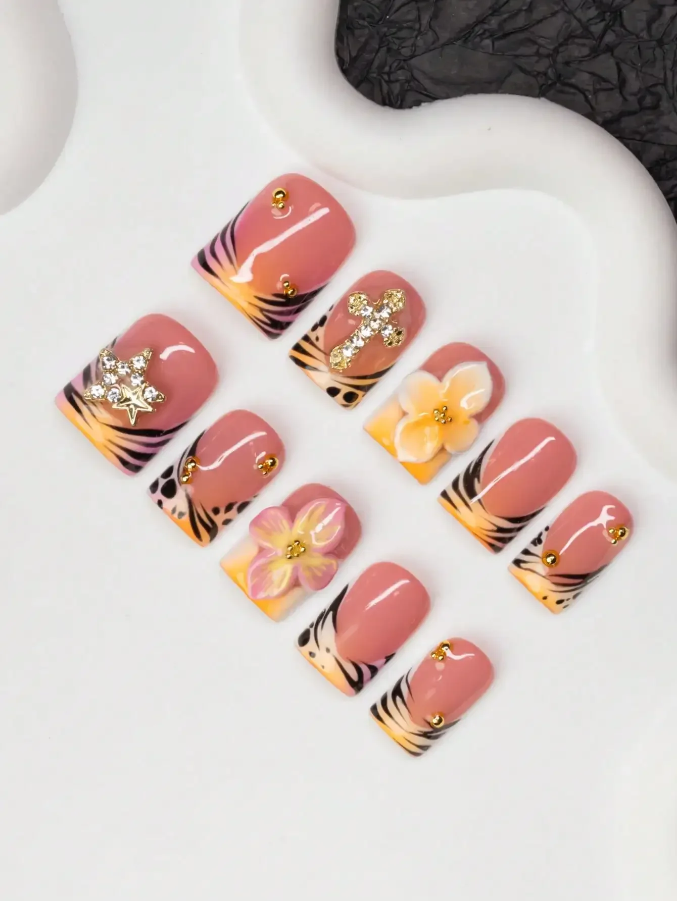 10pcs/Set Handmade Square Nail - Nail Art Zebra Design review and price
