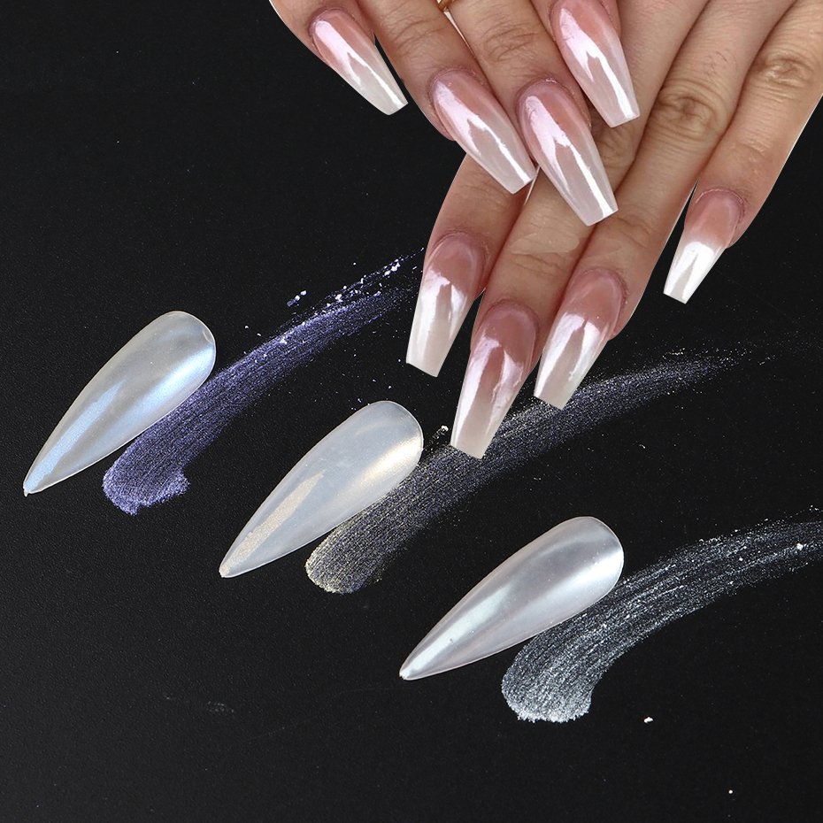 Moonlight Pearl White Nails Gl - Nail Glitter Chrome review and price