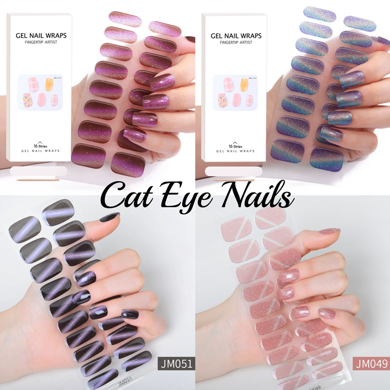 Semi-cured Gel Nail Sticker Fu - Nail Art Full Cat Eye review and price